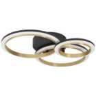 Eglo Calliera 3 Ring Steel LED Ceiling Light - Black & Brass