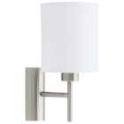 Eglo Pasteri White Fabric Wall Light - Satin Nickel