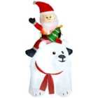 Outsunny 6.6Ft Christmas Inflatable Santa Claus W/ Polar Bear For Garden