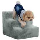 PawHut Three-Step Portable Dog Stairs w/ Washable Plush Cover