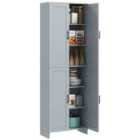 HOMCOM Modern Kitchen Cupboard Storage Cabinet w/ 6 Shelves, Grey