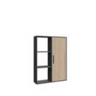 Decorotika Patrick Standard Bookcase Bookshelf Shelving Unit Display Unit With Cabinet - Anthracite And Oak