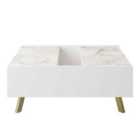 Decorotika Frida Modern Coffee Table With Ample Storage Accent Table With - White Marble And Gold