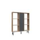 Decorotika Peoria Standard Bookcase Bookshelf Shelving Unit Display Unit With Cabinet - Oak And Anthracite