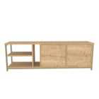 Decorotika Primrose 160 cm Wide TV Stand TV Unit TV Cabinet Storage With Two Cabinets And Shelves - Gold And Oak