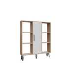 Decorotika Peoria Standard Bookcase Bookshelf Shelving Unit Display Unit With Cabinet - Oak And White