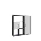 Decorotika Ridge Bookcase Bookshelf Shelving Unit Display Unit With 4 Shelves And 2 Cabinets - Anthracite And White