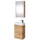 Bathroom Furniture Set 400Mm Vanity Unit Sink Basin Mirror Cabinet Small Wall Hung Gold Craft Oak Effect ? Avir