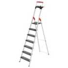 Hailo L100 Topline Aluminium Deep Safety Stepladder - 7 Tread