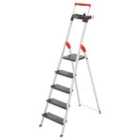 Hailo L100 Topline Aluminium Deep Safety Stepladder - 5 Tread