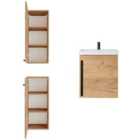 Bathroom Furniture Set: 500Mm Vanity Sink Basin Mirror Storage Wall Cabinets Gold Craft Oak  Avir