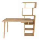 Decorotika Vina Computer Desk Study Desk With Included Bookshelf Shelving Unit - Oak