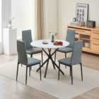 Seattle Dining Table With 4 Grey Emily Leather Chairs