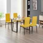 Colorado Dining Table With 4 Mustard Emily Leather Chairs