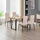 Colorado Dining Table With 4 Champaigne Emily Leather Chairs