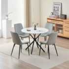 Seattle Dining Table With 4 Grey Amelia Velvet Chairs