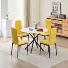 Seattle Dining Table With 4 Champaigne Emily Leather Chairs