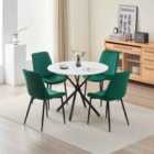 Seattle Dining Table With 4 Green Amelia Velvet Chairs