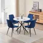 Seattle Dining Table With 4 Blue Amelia Velvet Chairs