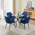 New York Dining Table With 4 Blue Charlotte Velvet Chairs