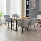 Colorado Dining Table With 4 Grey Charlotte Velvet Chairs