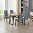 Colorado Dining Table With 4 Grey Emily Leather Chairs