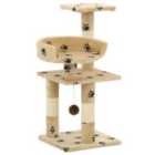 vidaXL Cat Tree with Sisal Scratching Posts 65 cm Paw Prints Beige