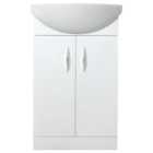Wickes White Gloss Vanity Unit & Basin - 880 x 555mm