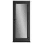 Crystal uPVC Black Right Hand Inwards Obscure Double Glazed Full Glass Single Door - 2090mm