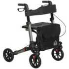 HOMCOM 4 Wheel Rollator Walker, Adjustable Mobility Walker with Bag, Silver