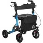 HOMCOM Folding Rollator Walker with Seat, Backrest, Bag, 4 Wheels, Blue