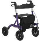 HOMCOM Rollator Walker with Seat, Backrest, Bag, All-terrain Wheels