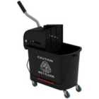 Homcom 20L Mop Bucket With Wringer Handle On Wheels For Floor Cleaning Black