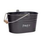 Vintage Metal Clothes Peg Bucket - Black
