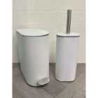 Fortuna 5L Soft Close Bathroom Pedal Bin And Toilet Brush Set In White