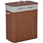 Homcom 2 Section Collapsible Laundry Hamper Lid Removable Lining, Brown