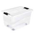 Keeeper Crystal Box 52 Litre With Lid And Caster Wheels - Transparent