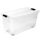 Keeeper Crystal Box 83 Litre With Lid And Caster Wheels - Transparent