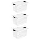 Keeeper Set Of 3 Storage Crystal-box 52 Litre With Lid - Transparent