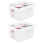 Keeeper Set Of 2 Peppa Pig Turn Around Stackable Box 24 Litre With Lid - Natural Transparent