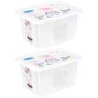 Keeeper Set Of 2 Peppa Pig Turn Around Stackable Box 15 Litre With Lid - Natural Transparent