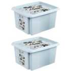 Keeeper Set Of 2 Mickey Mouse Turn Around Stackable Box 24 Litre With Lid - Cloudy Blue