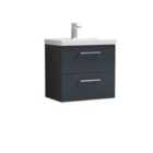 nuie Arno 600mm Wall Hung 2 Drawer Vanity & Basin 1 - Soft Black