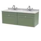 nuie 1200mm Wall Hung 2 Drawer Vanity & Marble Top - Satin Green