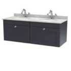 nuie 1200mm Wall Hung 2 Drawer Vanity & Marble Top - Soft Black