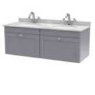 nuie 1200mm Wall Hung 2 Drawer Vanity & Marble Top - Satin Grey