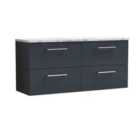 nuie Deco 1200mm Wall Hung 4-Drawer Vanity & Laminate Worktop, Soft Black