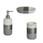 Luxe Grey/White 3 Piece Bathroom Accessory Set