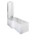 Nuie 1700mm Left Hand Square Shower Bath Set - White