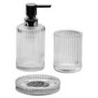 Showerdrape Regent Ribbed Glass Chrome 3 Piece Bathroom Accessory Set